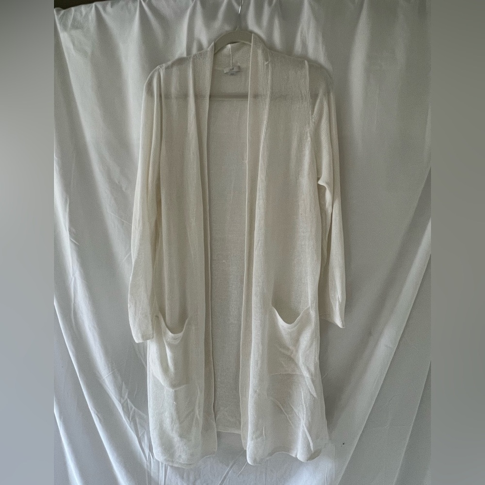 J. Jill White color, large, Open-Front Cardigan